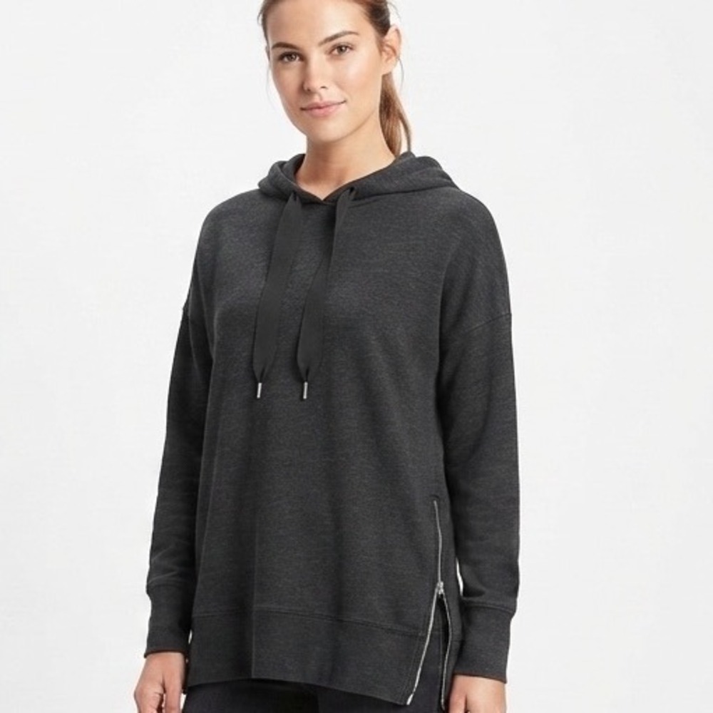 Aerie Womens Gray Side Zip Pullover Hoodie Sweatshirt‎ Charcoal S